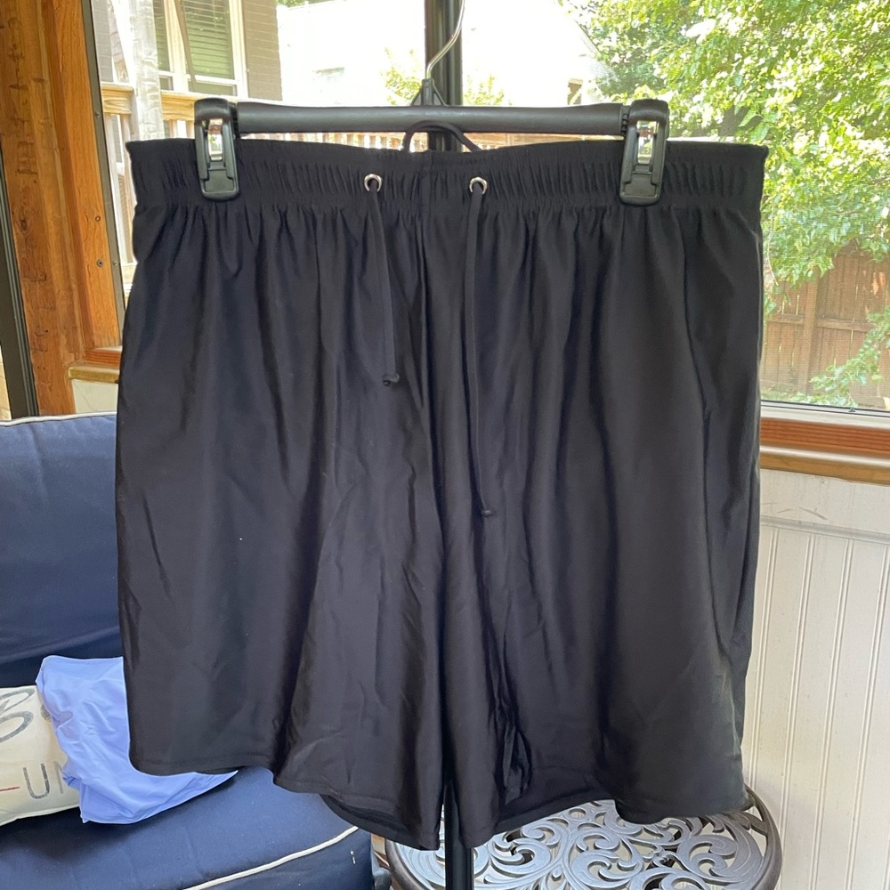 Black Swim Shorts with Athletic Fit and Elastic Waistband